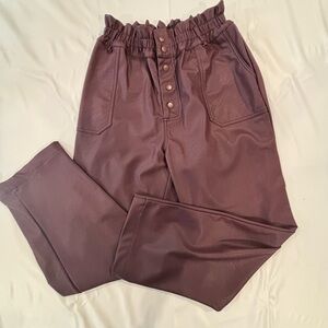 Maroon High-Waisted Pants